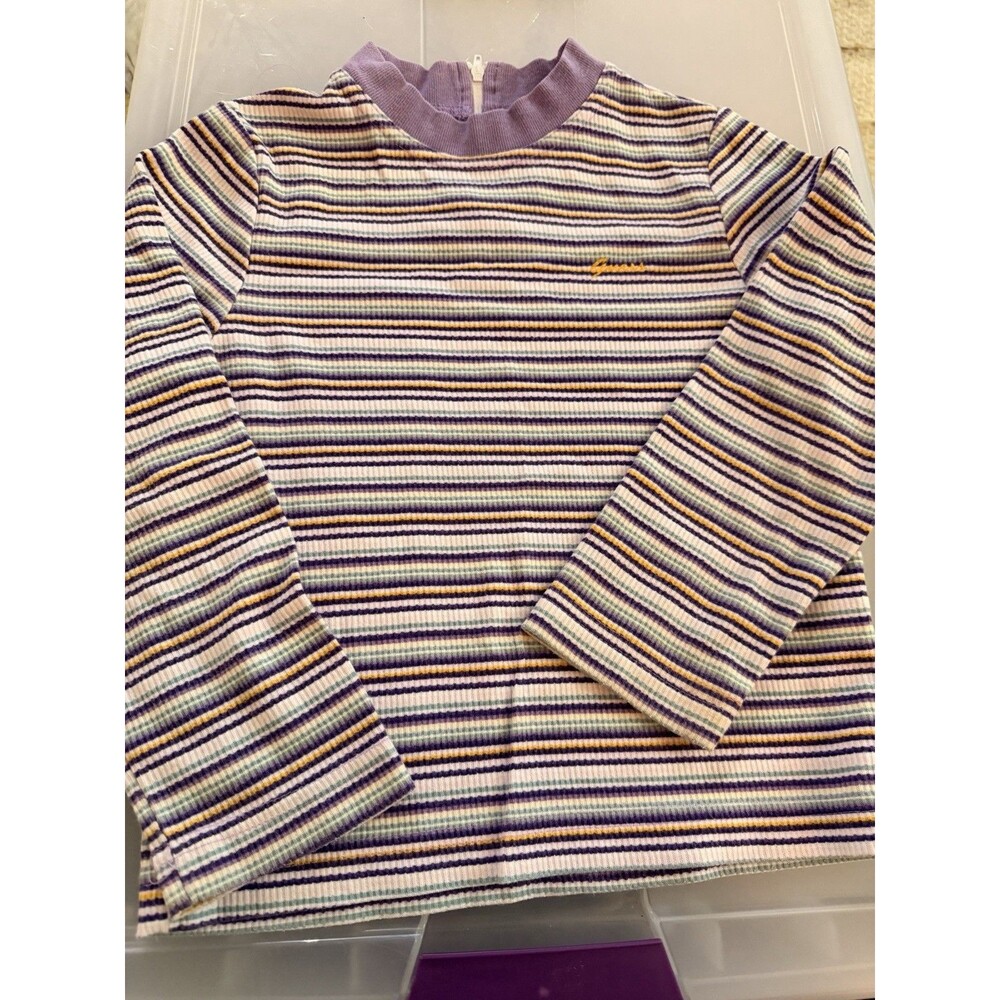 Vintage 90s Y2K Guess Girls Multi-Color Mockneck Long Sleeve Shirt SZ 4/5